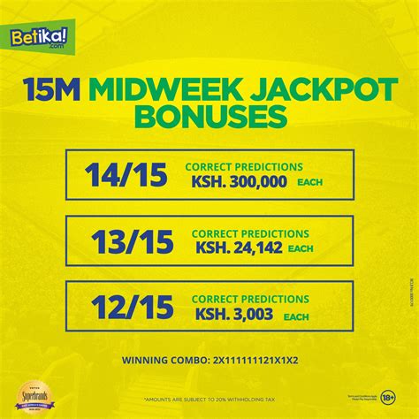 15m midweek jackpot prediction|Betika Midweek Jackpot Predictions ( KES 15 Million).